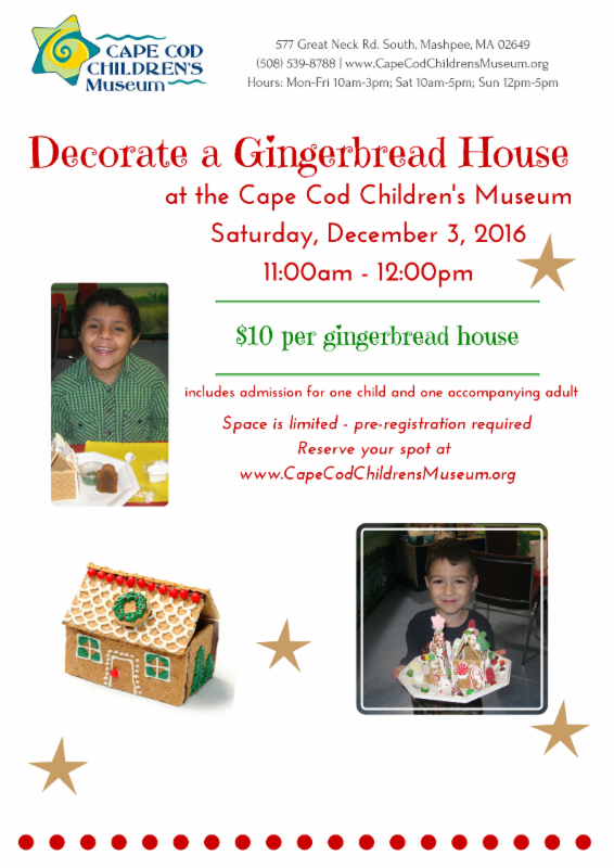 Decorate a Gingerbread House at Cape Cod Children's Museum