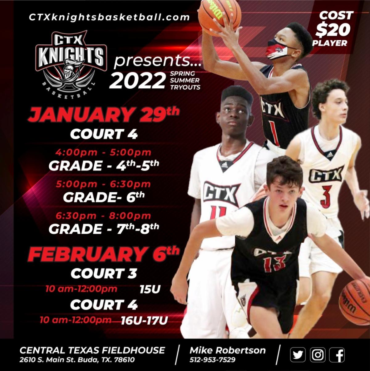 CTX Knights 2022 Spring/Summer Basketball Tryouts (4th8th Grade Boys)