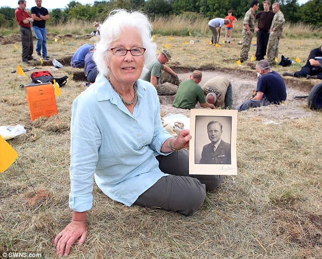 Rosemary Baillon at the Spitfire dig site in Wilts.