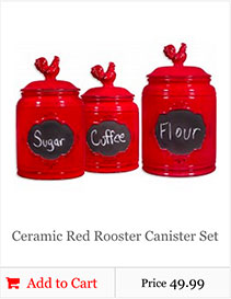 Ceramic Red Rooster Canister Set