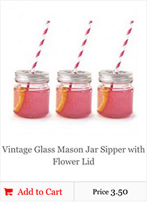 Vintage Glass Mason Jar Sipper with Flower Lid