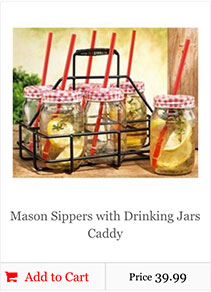 Mason Sippers with Drinking Jars Caddy