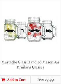 Mustache Glass Handled Mason Jar Drinking Glasses