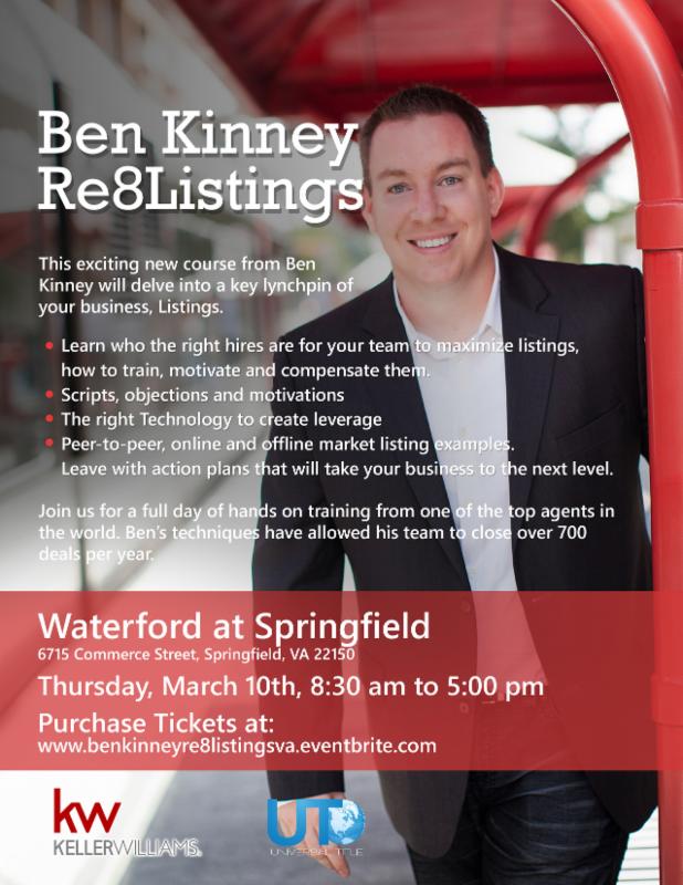 Join us March 10th for Ben Kinney Re8Listings!