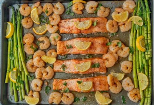 shrimp and salmon with honey hot