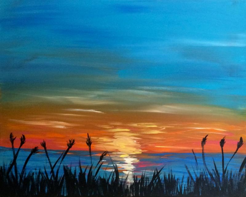 Sunset Over Water Paint Night At Farmers Park