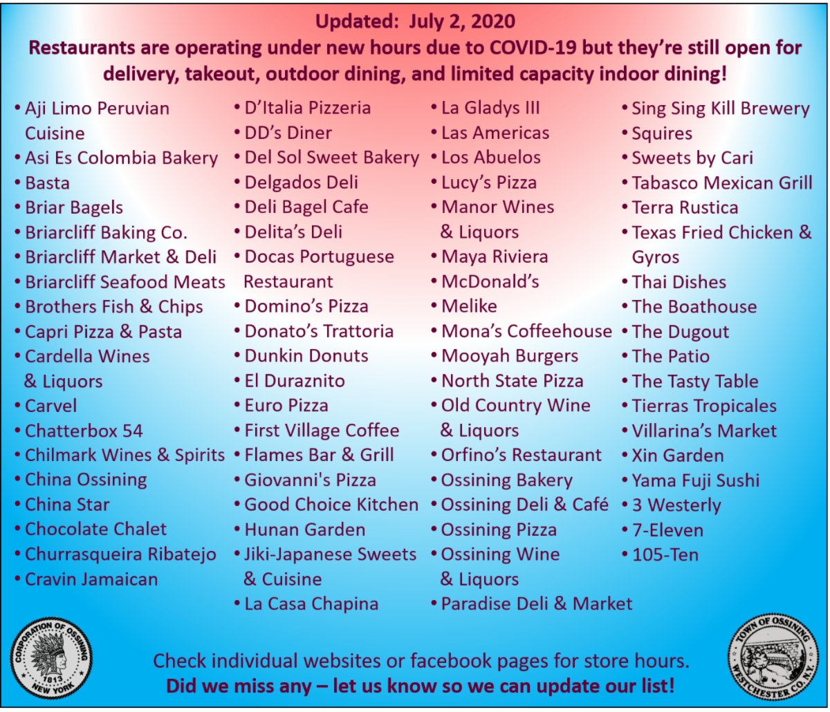 OSSINING WEEKLY WEB BLAST 722020