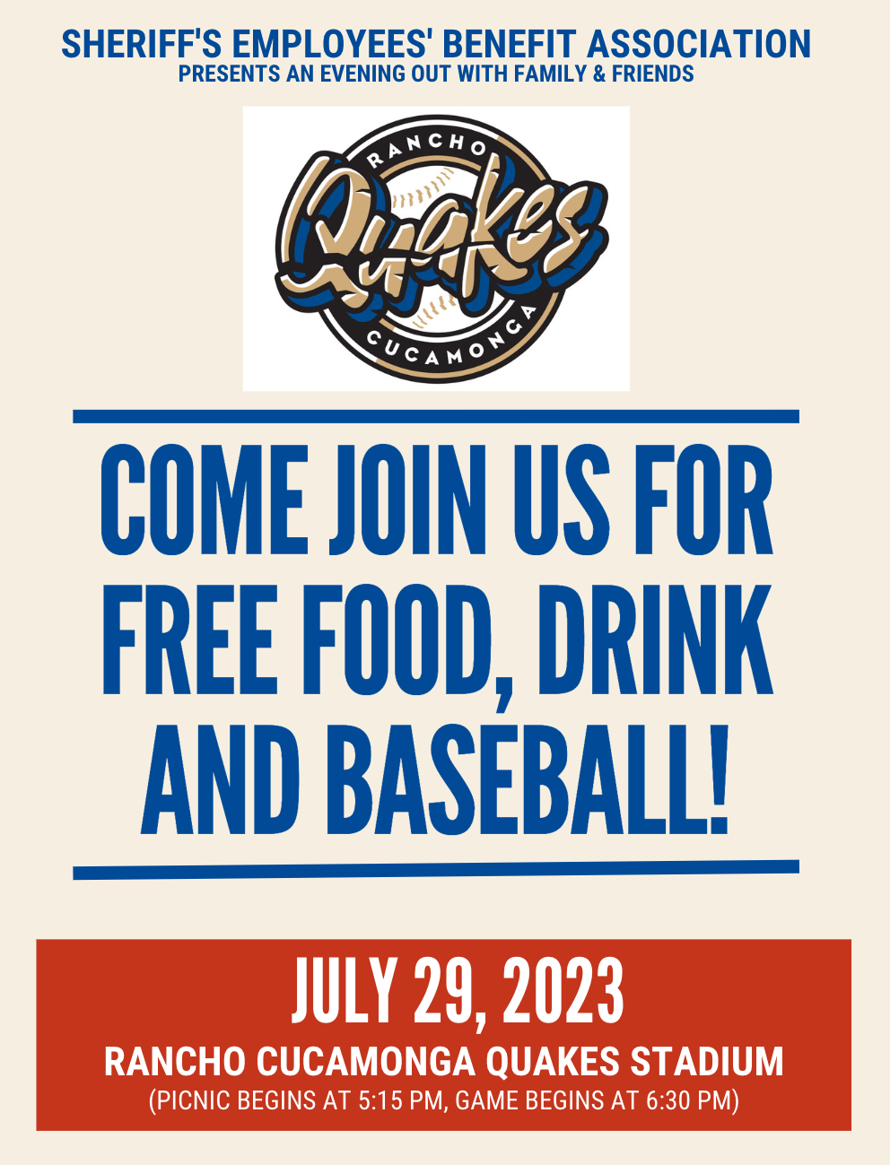 Member Event Rancho Cucamonga Quakes Baseball Game