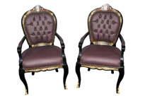 Pair French Boulle Arm Chairs Louis XV Fauteil