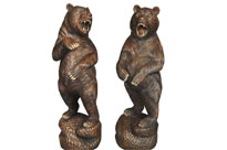 Lifesize Carved Black Forest Bear Statues