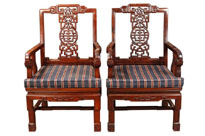 Pair Antique Chinese Carved Arm Chairs