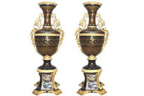 Large French Louis XVI Cut Glass Amphora Vases 