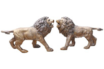 Pair Big Bronze Lions Lion Cat Statues Landseer