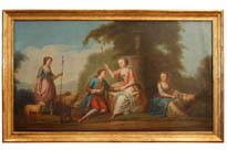 Antique French Oil Painting Romantic Portrait