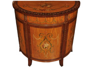 Sheraton Painted Demi Lune Cabinet Regency Satinwood