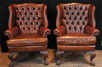 English Wingback Chesterfield Chairs