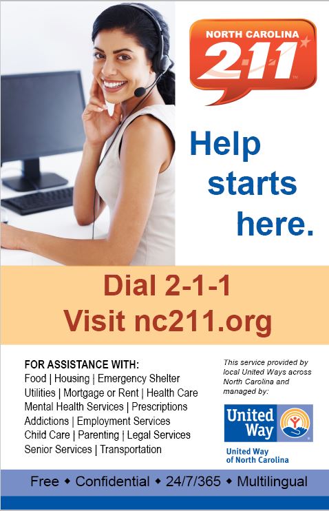 NC 2-1-1 Rack Card