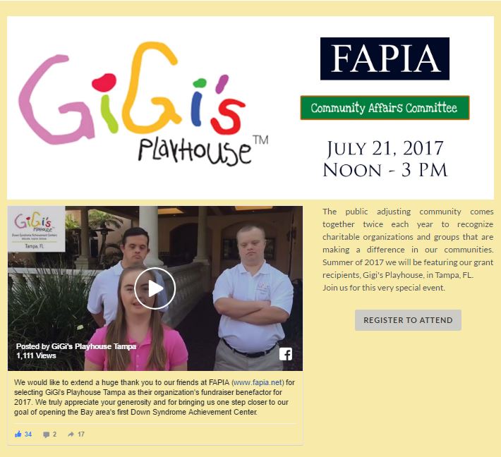 FAPIA Pays It Forward at Gigi's Playhouse Tampa!