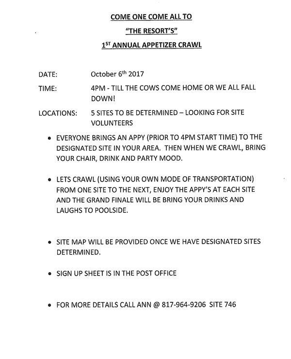 Appetizer Crawl Info