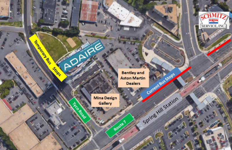 REMINDER Temporary Bus Stops for Spring Hill Metrorail Station Remain on Tyco Road REMINDER Temporary Bus Stops for Spring Hill Metrorail Station Remain on Tyco Road
