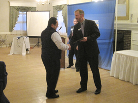 Bob Swartz accepts Spirit of Monadnock award on behalf of Fenton Family Dealerships