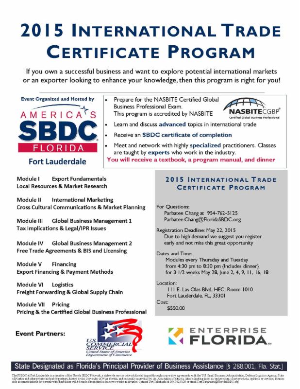 2015 International Trade Certificate Program