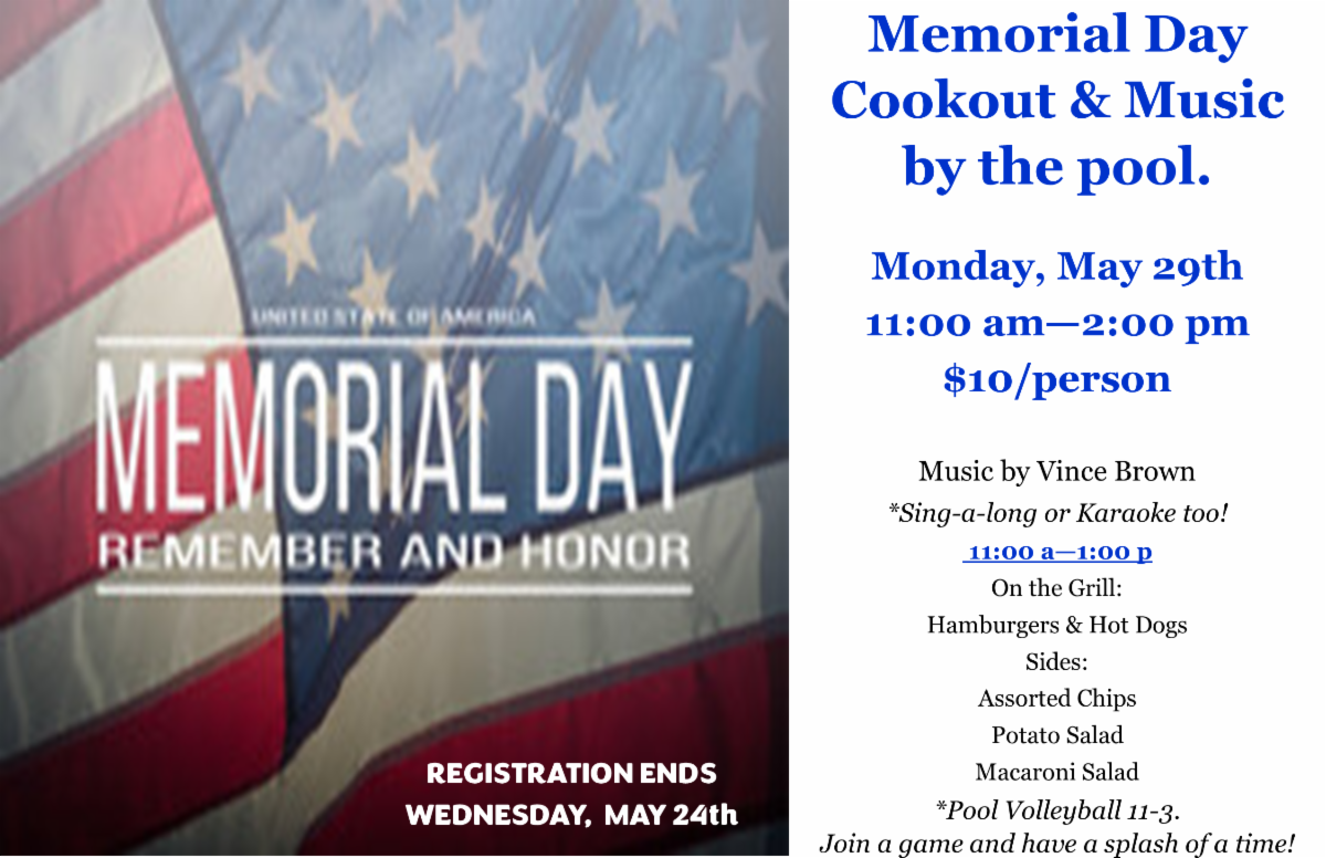 Memorial Day Cookout at the Pool