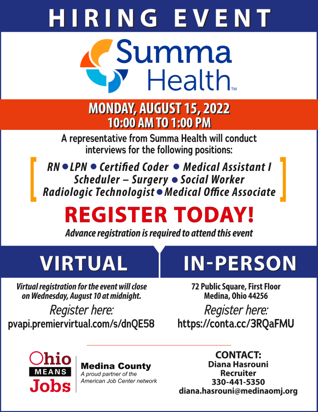 Summa Health Hiring Event