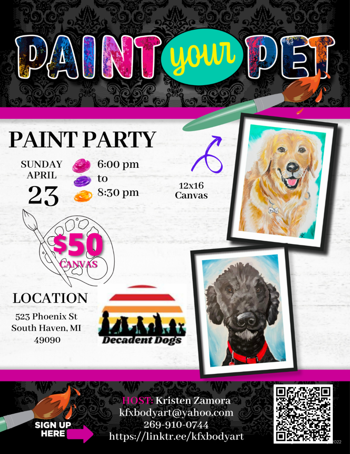 Decadent Dogs Paint Your Pet Party Sunday April 23 6pm