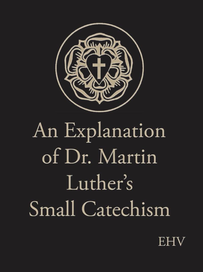 black cover of catechism with gold Luther seal