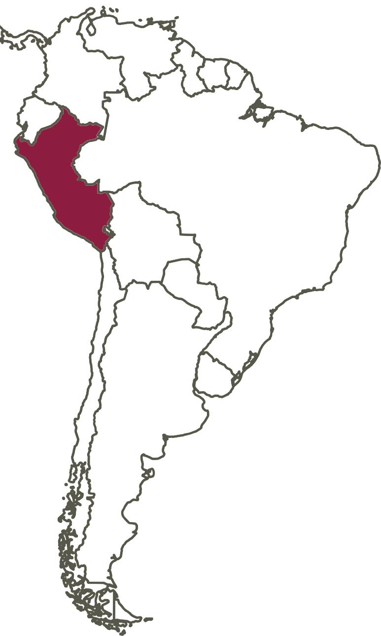 map of South America showing location of Peru