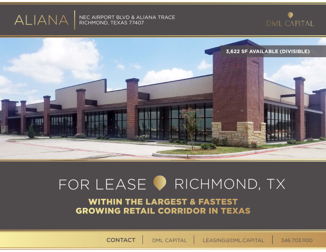 available 3622 sq ft 2nd Gen Space divisible.  Shadowed by McDonalds, St. Lukes Health, Olive Garden, Methodist, Ross, Michaels, Ulta, Petco, Five Below and 2 min away from HEB, Targer, Hobby Lobby and Marshalls.