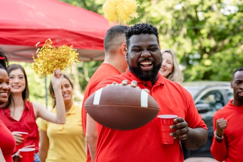 American football supporter at a tailgate event