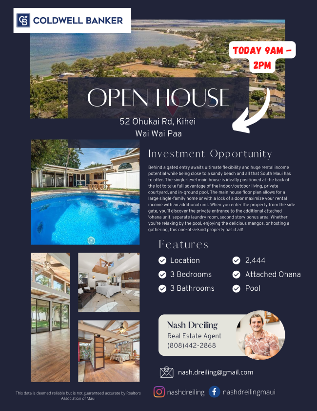 Open House 52 Ohukai Rd, Kihei