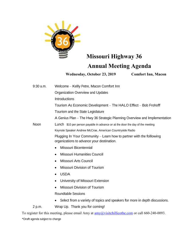 Mo Highway 36 Heritage Alliance Annual Meeting
