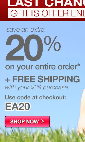 Two Days Left to Save! Save 20% Storewide with code EA20 + Free Shipping*