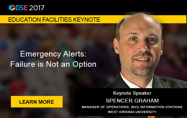 DSE 2017 - Educational Facilities Keynote - 'Emergency Alerts: Failure is Not an Option' with speaker Spencer Graham - West Virginia University