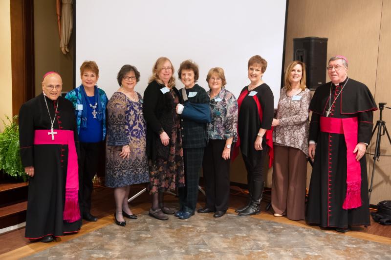 L to R: Bishop Emeritus David E. Foley, Service Team Members: Sena ...