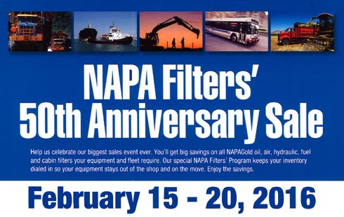 2016 NAPA Filter Sale