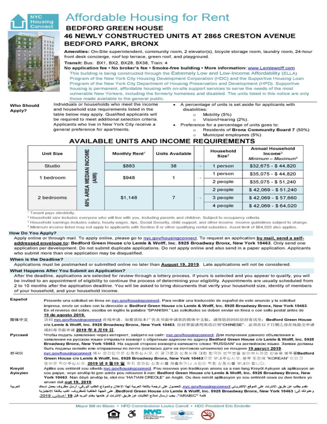 Affordable Housing For Rent Bedford Green House 46 Newly Constructed Units At 2865 Creston Avenue