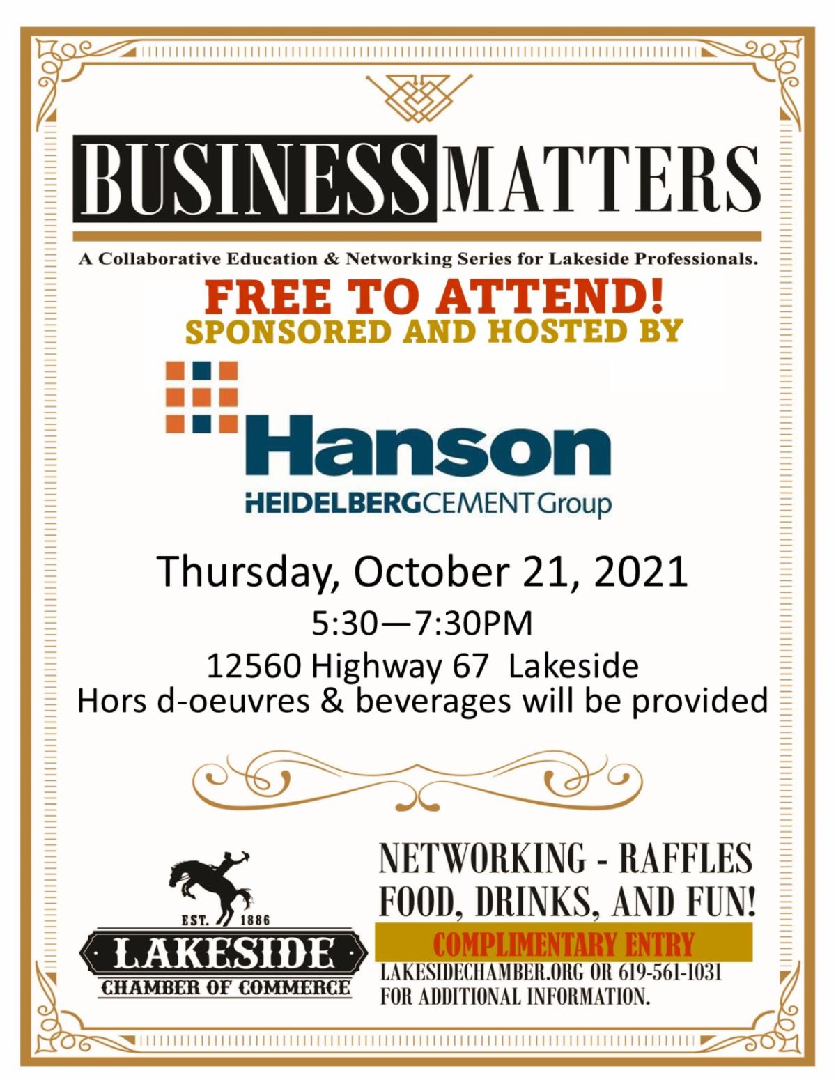 October Mixer is FREE to attend thank you Hanson!