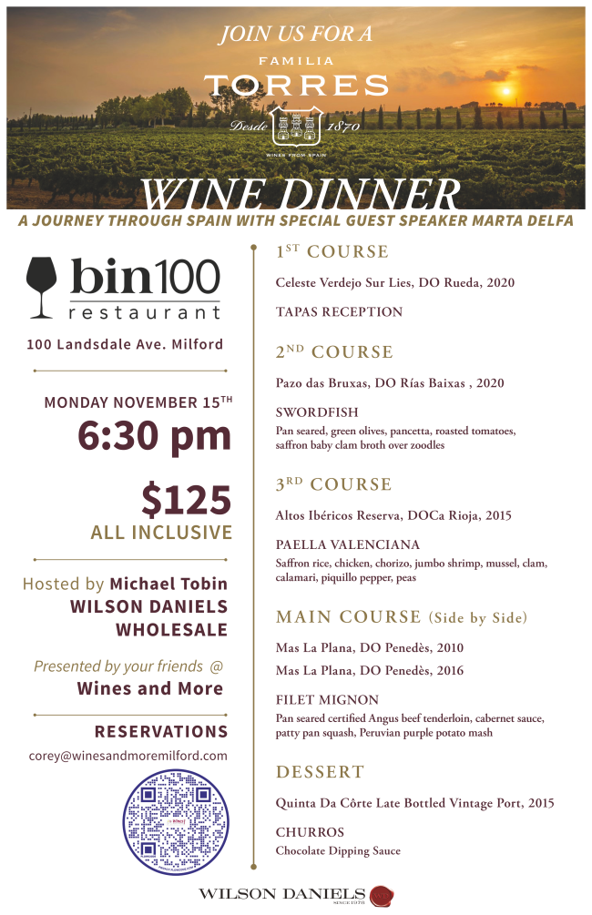 Bin 100 Wine Dinner A Journey Through Spain
