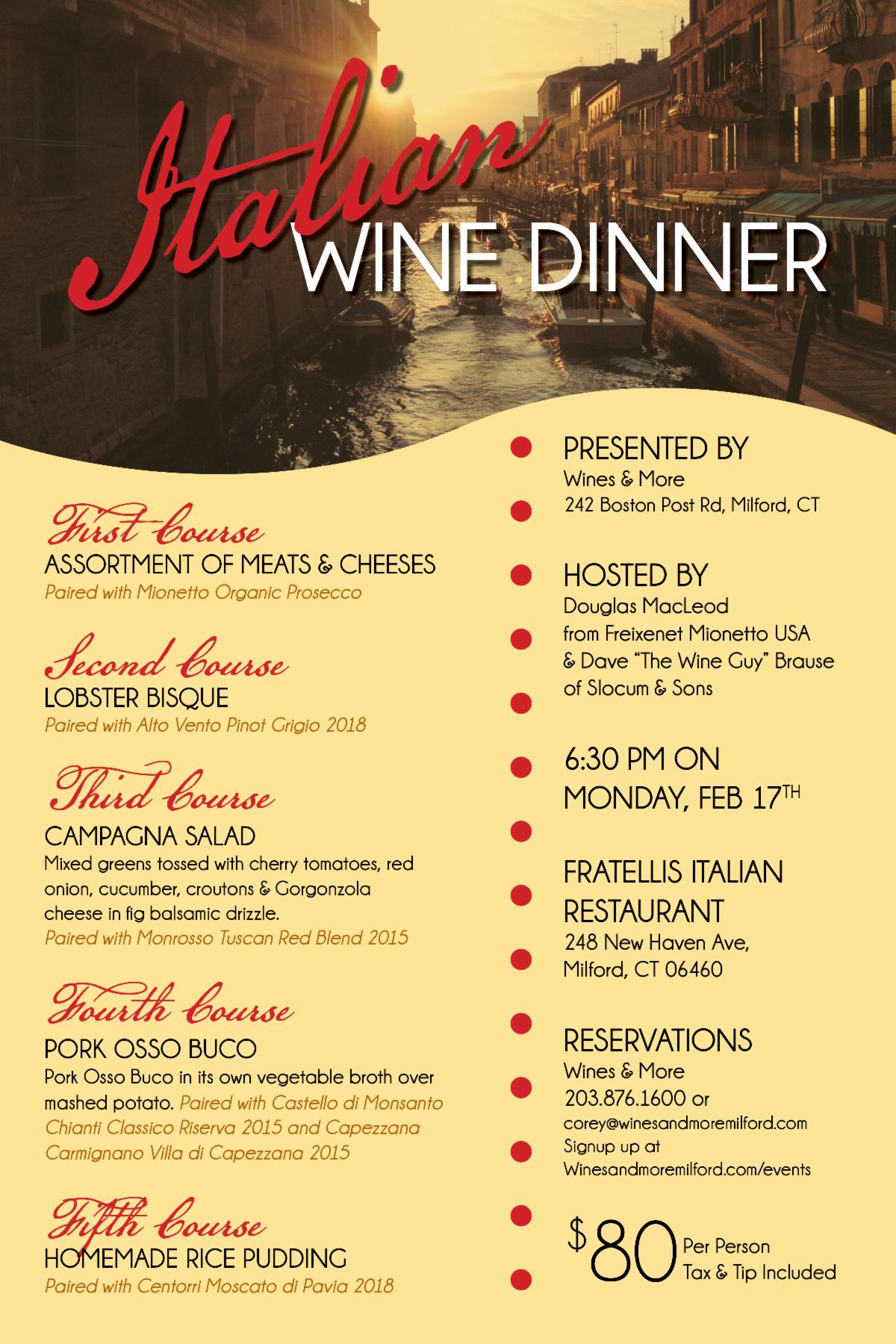 Fratelli S Italian Wine Dinner