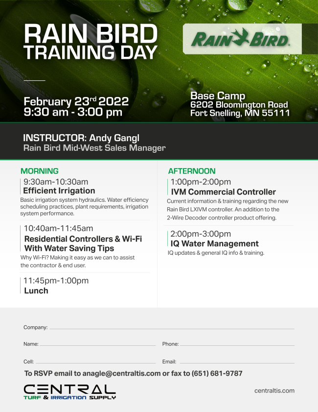 CANCELED- Rainbird Training 2.23.2022-MN