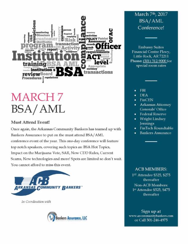 Arkansas Community Bankers 2017 Bank Secrecy And Anti Money Laundering Conferenc