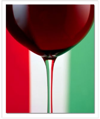 Italy wine and flag