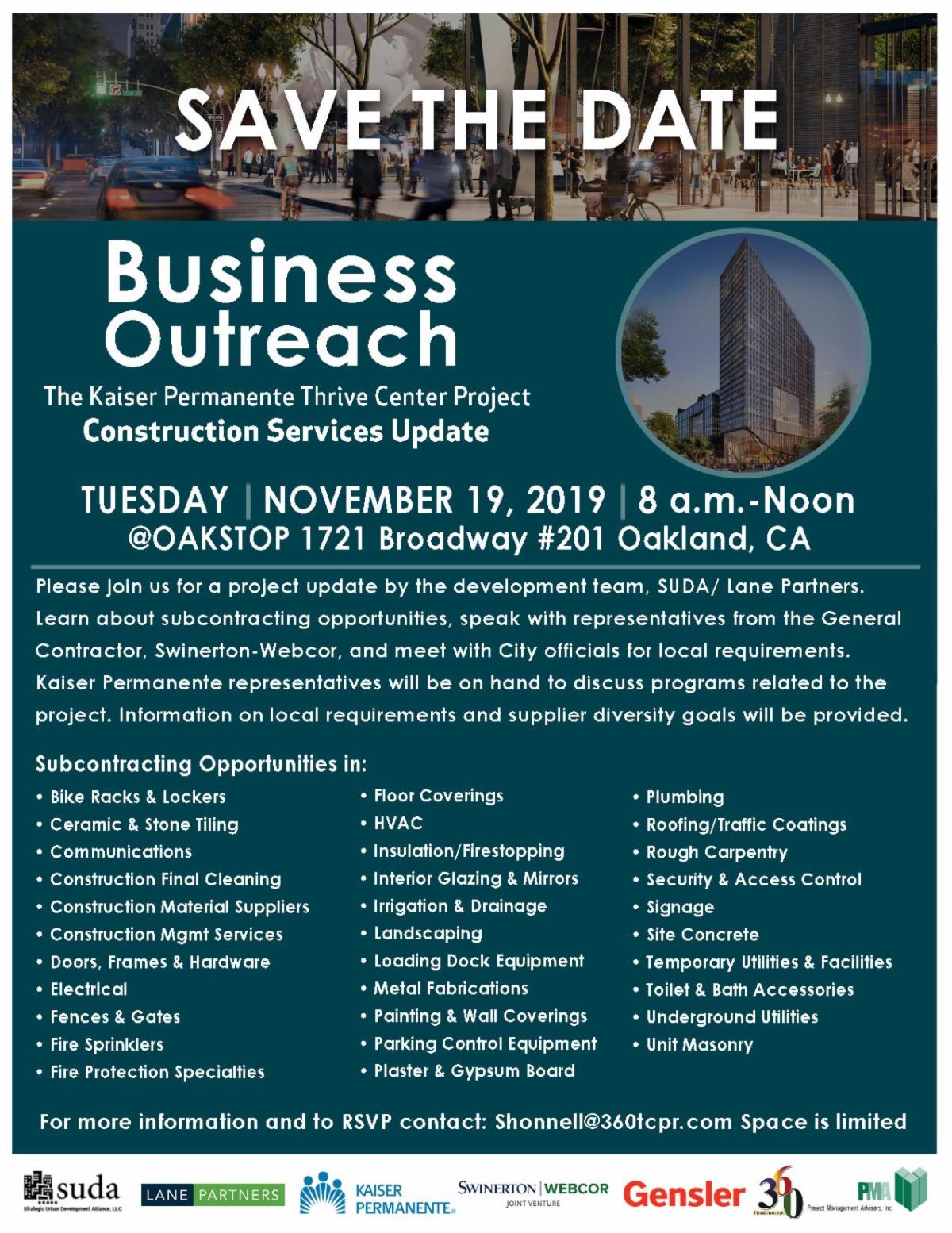 The Kaiser Permanente Thrive Center Seeking Construction Services In Oakland