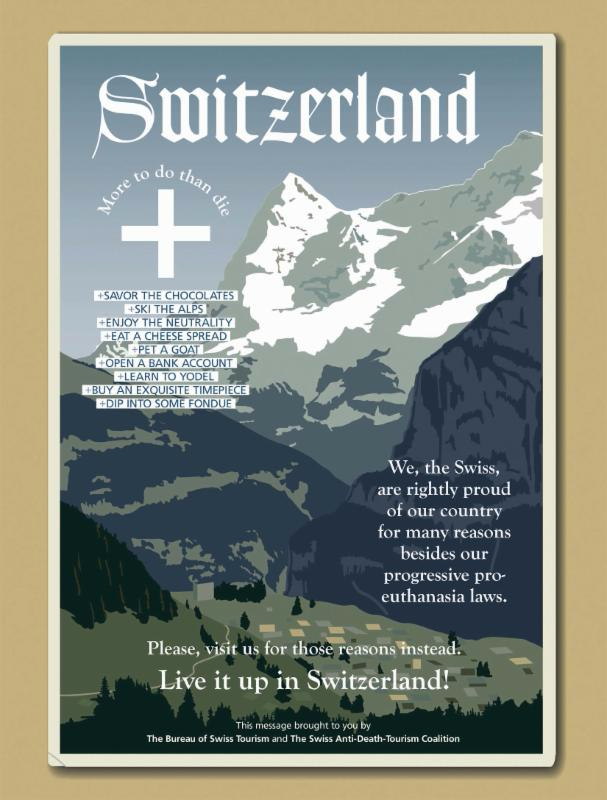 Fake ad about Switzerland, featured in Salvo Magazine