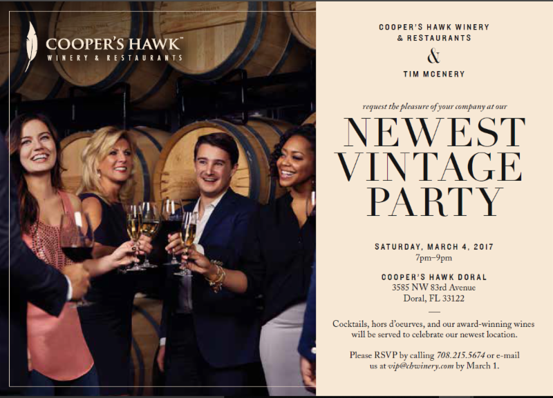 Grand Opening Cooper Hawk Doral March 4