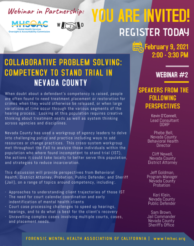 Collaborative Problem Solving Around Competency To Stand Trial In Nevada County